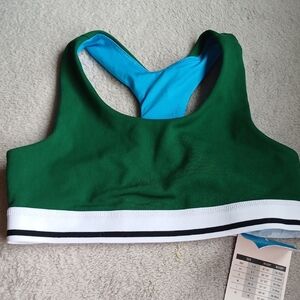 DSG Green and Blue Racerback Swim Top with White Band